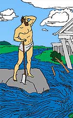 Воды Алфея стремительно потекли через царские конюшни. Опершись на лопату, Геракл смотрел, как проворно работала река.